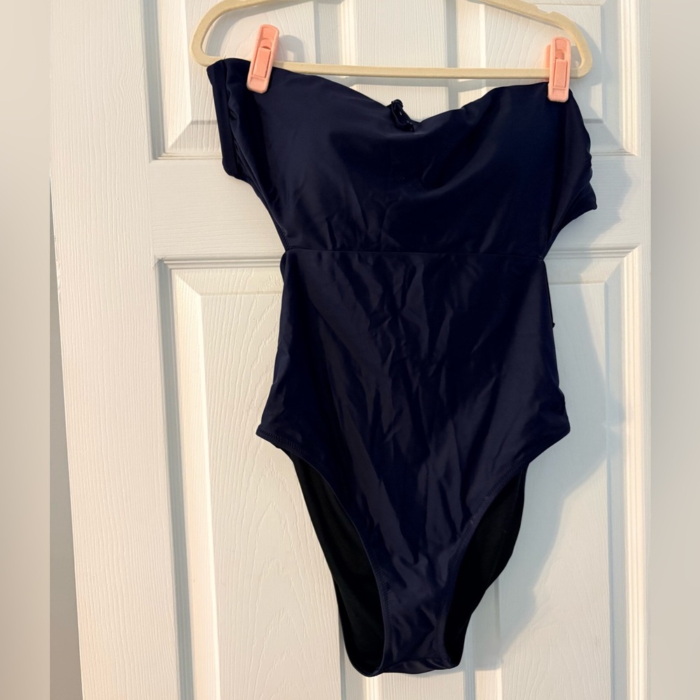 J. Crew Navy Womens One Piece Bandeau Swim Suit Sz 16 NWT Removable Strap